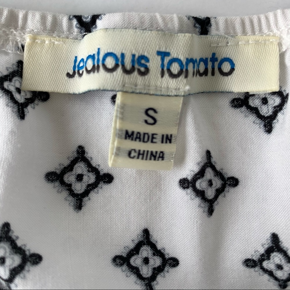 JEALOUS TOMATO Womens Size S Black White Boho Print Swim Cover Up Dress - Picture 7 of 9